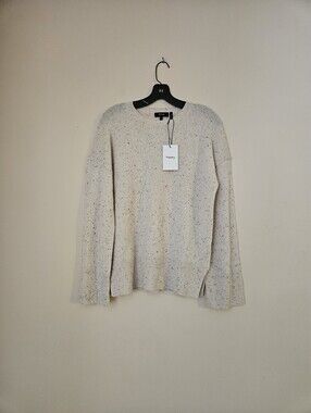 Theory Women's Cream Speckled Crewneck Sweater, Size Small